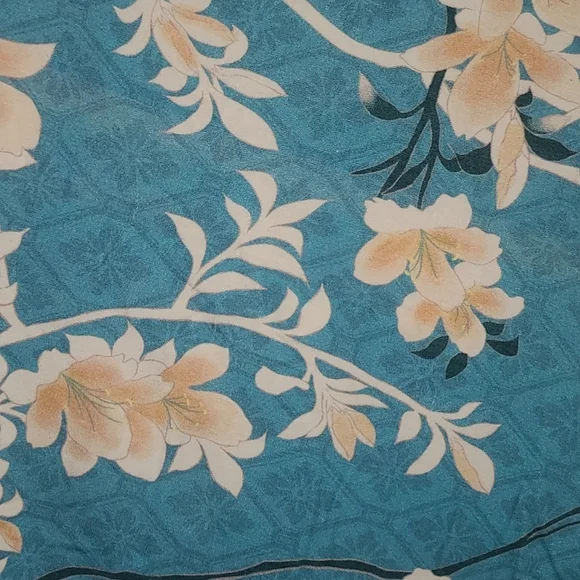 Novella Royale Evie skirt aqua lilies S blue floral bodycon pencil shirred - Picture 16 of 16